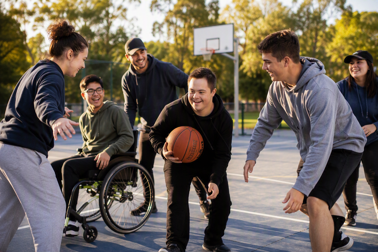 NDIS support worker and participant in community